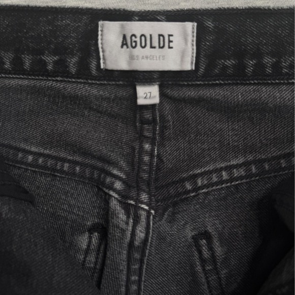 Agolde Womens 27 Low-Rise Lyle Relaxed Straight-Leg Jeans In Washed Black Denim - Picture 10 of 11